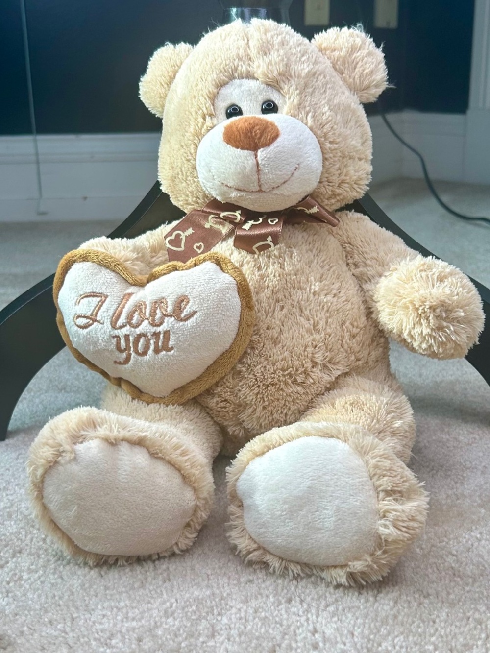 NWOT Seasonal Sensations “I Love You” Tan & Beige Soft Teddy Bear 14”